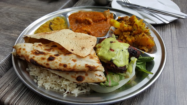 Indian curry cuisine platter